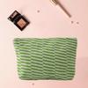 Clearance Djunllk Makeup Bag - Large Capacity Striped Student Pencil Case Small Purse with Zipper, Soft Knitted Bag Clutch Purses for Women Green