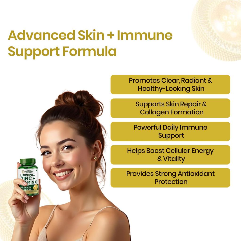 Vlado's Himalayan Organics Plant Based Zinc With Vitamin C Capsules Antioxidant Immune Support Supplement 120 Veg Capsules