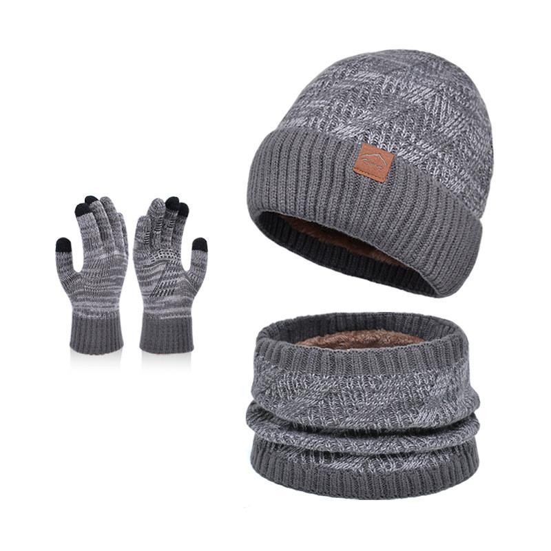 Knitted Winter Hat And Gloves Set With Fleece Lining For Men And Women