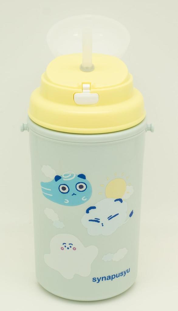 OSK (OSK) Shinapushu Wasserflasche mit Strohhalm, Isoliert, 450ml, Hergestellt in Japan, Einhandöffnung, Weite Öffnung, Leicht zu reinigen, Leicht zu trinken, Niedlich,