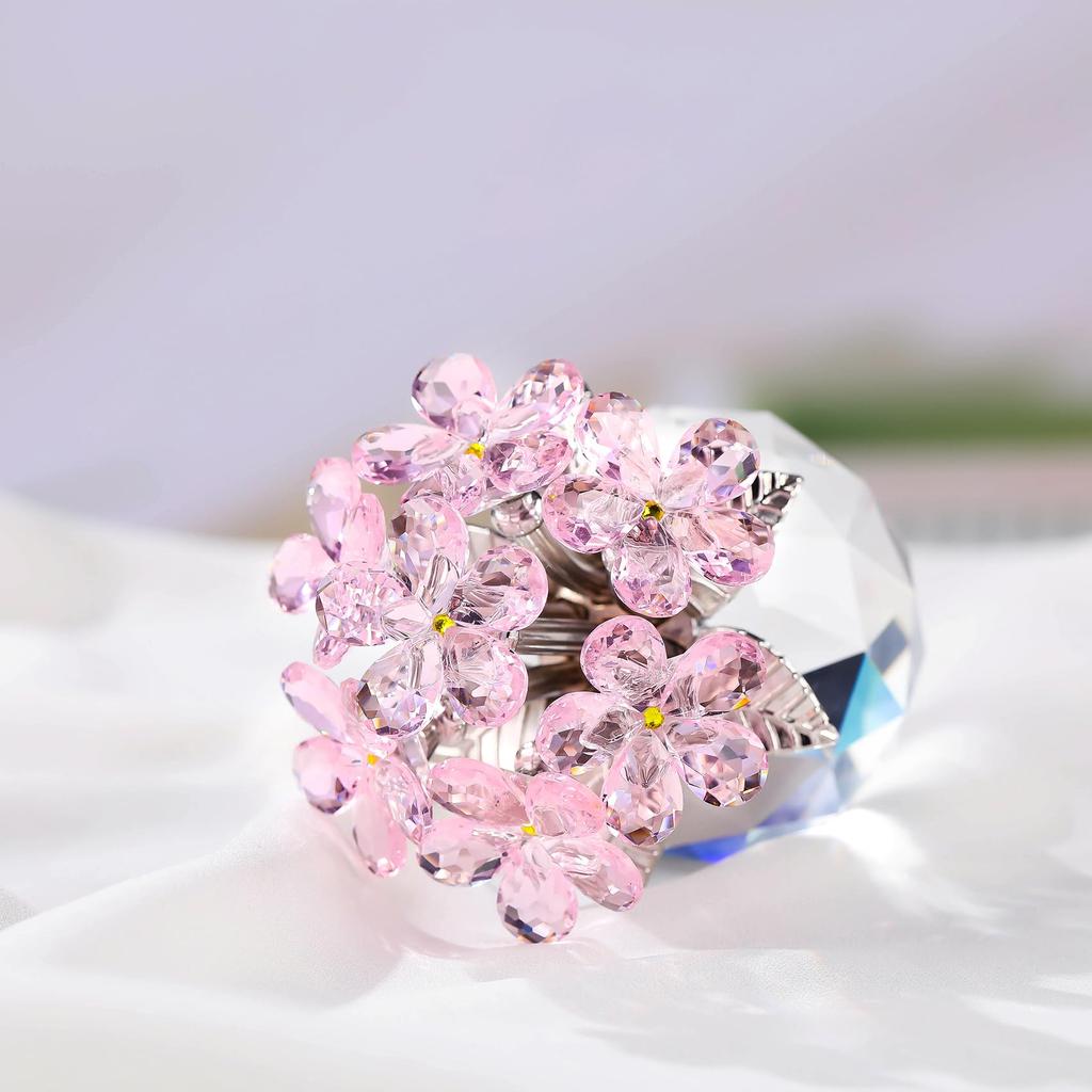 Różowa Kryształowa Figurka Kwiatu Niezapominajki, Idealna na Urodziny Kobiet, Śluby lub Prezenty Rocznicowe dla Przyjaciółek i Sióstr