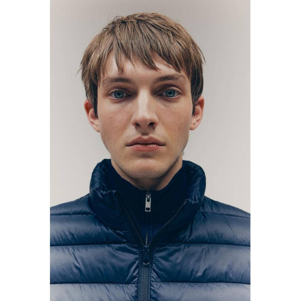 H M ligHtweigHt Puff Jacket sliM Fit Navy Blue