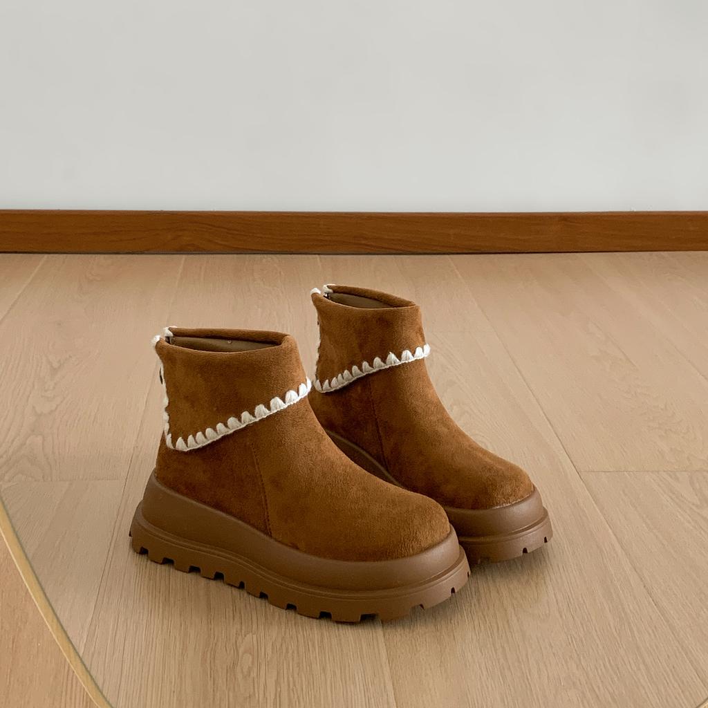 Retro brown British style platform Martin boots women's 2025 new autumn skirt with thin and heightened snow boots