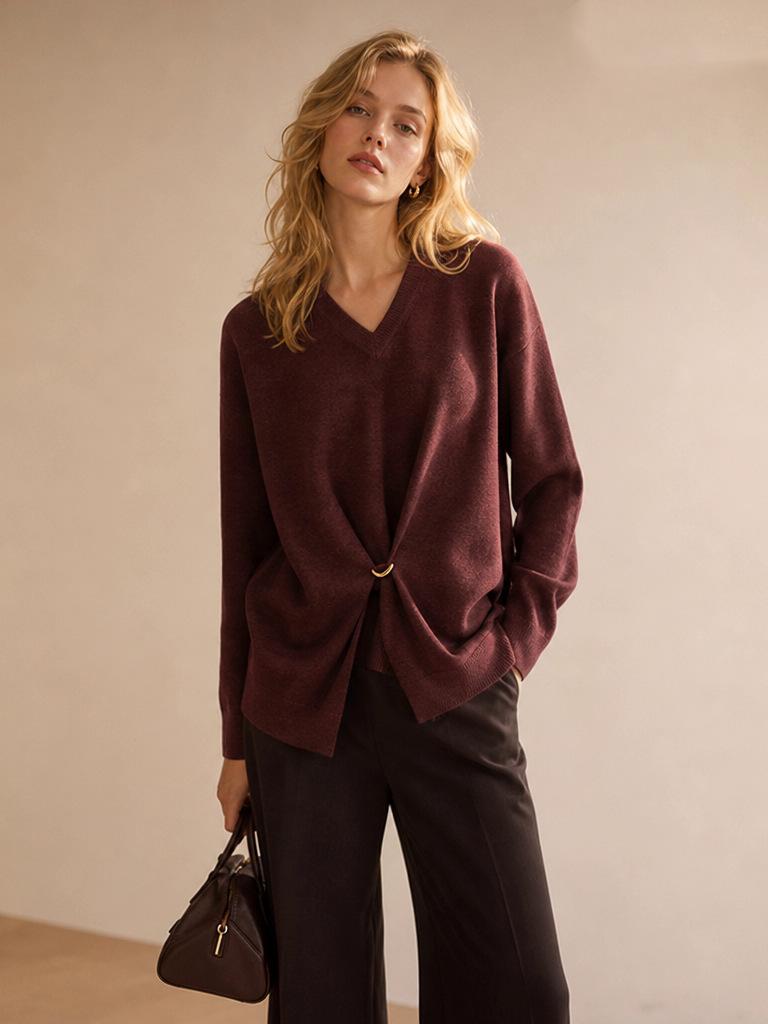 Yuehe 2026 Women's Versatile High-End Fashion Sweater with Stylish Metal Accessories
