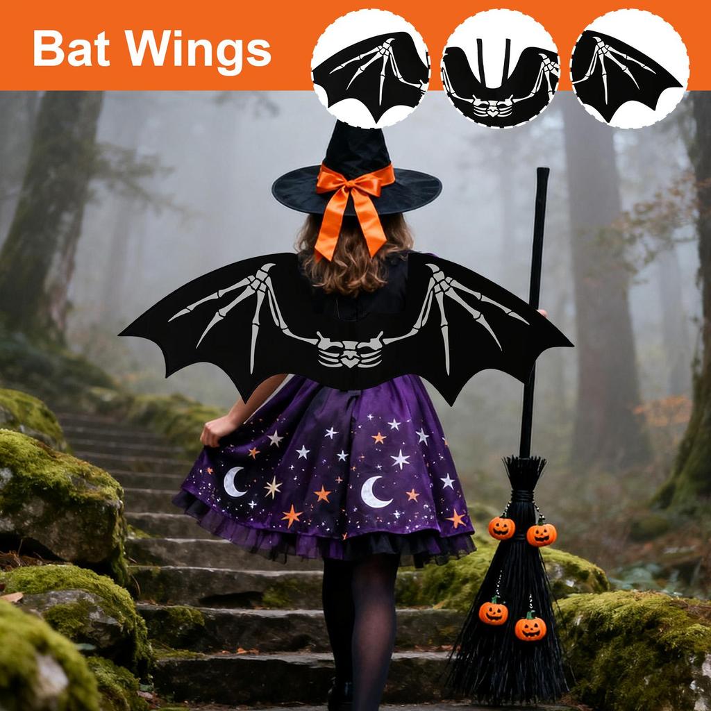 Fledermausflügel Kostüm Halloween zum Umschnallen Partyzubehör Skelettmuster Vampir Partygeschenke für Karneval Maskeraden Weihnachten