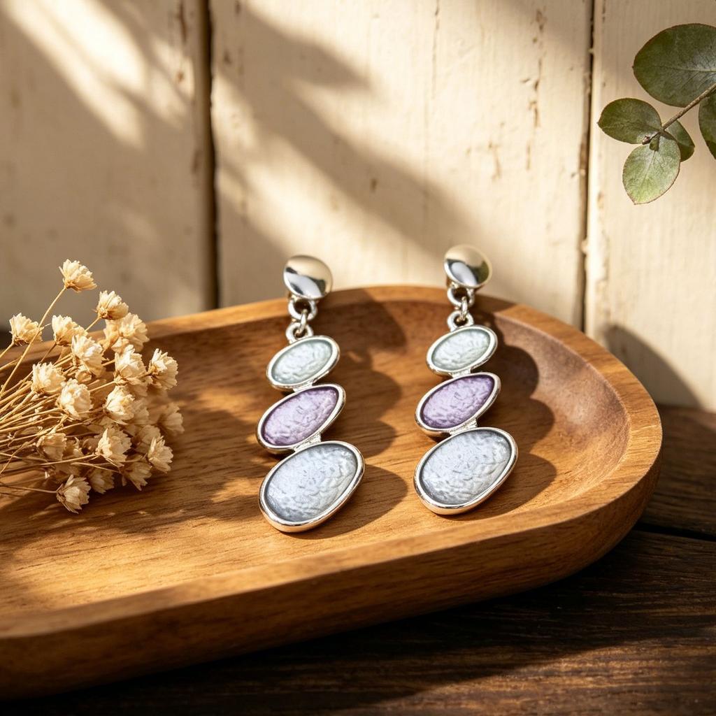 Hot-selling pure hand-painted enamel earrings irregular oval drooping stud earrings women's niche high-end earrings