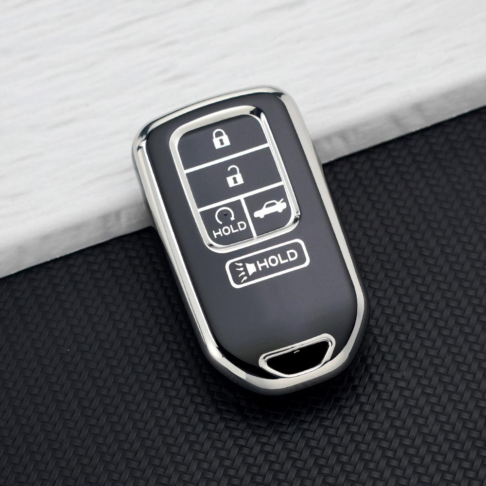 

5/6 Buttons TPU Car Key Case Cover for Honda Civic Accord CRV Pilot Odyssey Ridgeline Passport Soft Key Bag Protector Keychain