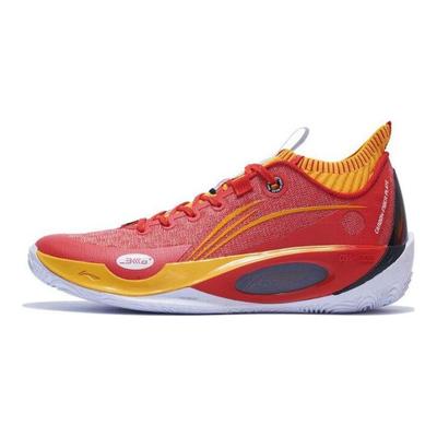 Li Ning Wade 808 Ultra Stoßdämpfende Rutschfeste Abriebfeste Low-Top Basketballschuhe Herren Sneaker Leuchtend-Neon-Rot ABAS113-9
