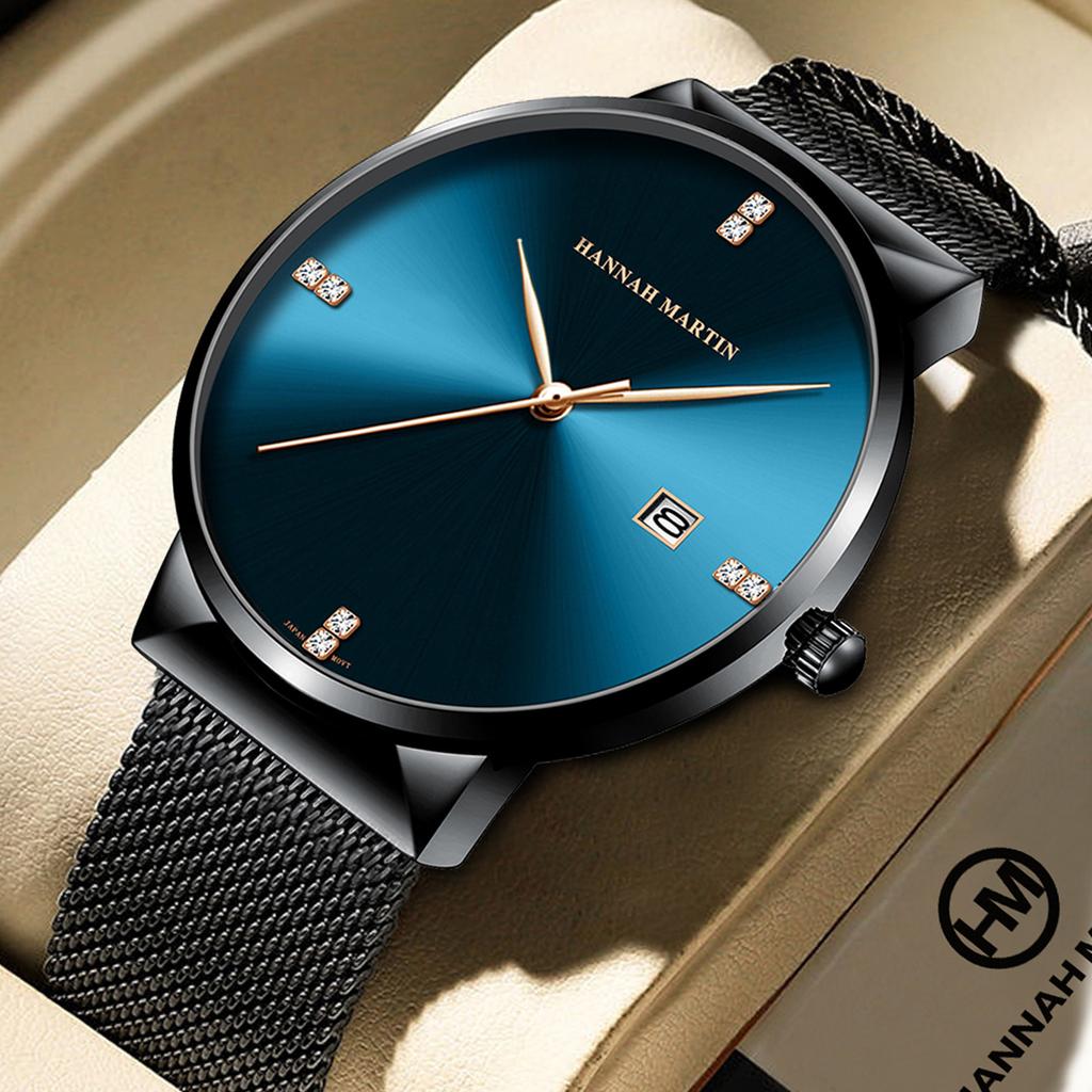 Hannah Martin Zegarek marki z mechanizmem japońskim Wodoodporny Studencki Kalendarz Prosty Męski Zegarek Kwarcowy
