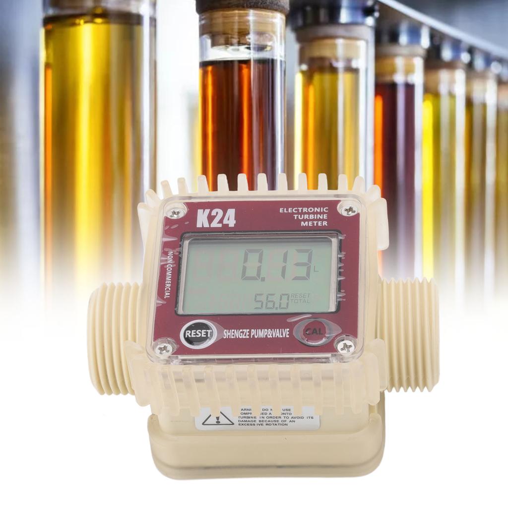 Digital Turbine Flow Meter 20BAR High Accuracy LCD Display G1 Male Thread Digital Fuel Flow Meter with 4 Measure Unit