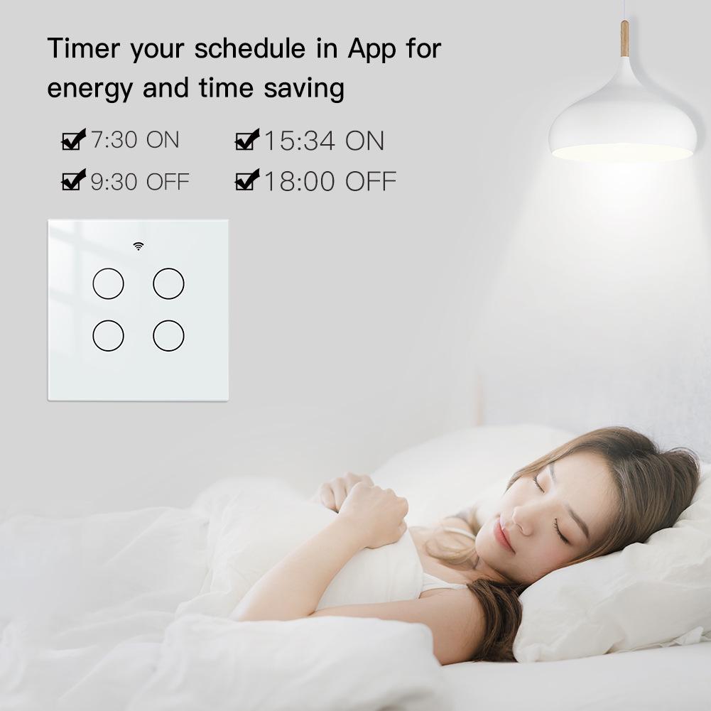 Smart Home WiFi Light Switch: 4-Gang Touch Control, App Timer, Alexa Voice Compatible