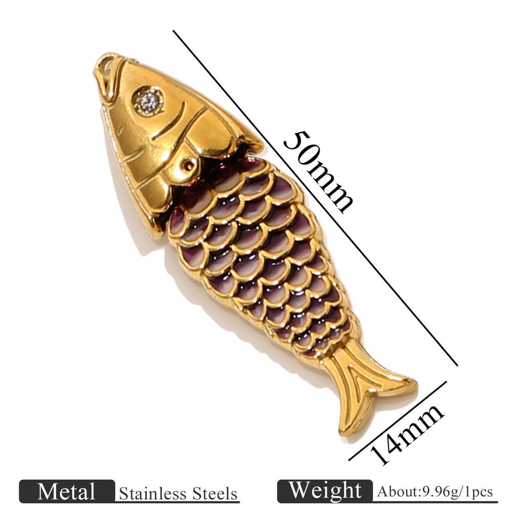 Yori Stainless Steel Koi Carp Pendant Ocean Creative Retro Pendant DIY Handmade Jewelry Accessories Handmade Bracelet Necklace