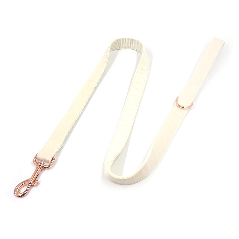 Mihaha Verstellbares Cremefarbenes Samt-Haustierhalsband und Leine mit Gravuroption