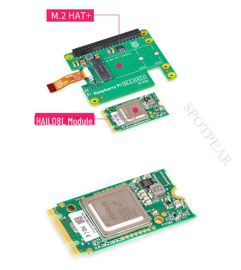 Raspberry Pi PCIe M.2 HAT with Hailo8 AI Kit for Pi5 (13/26 TOPS)