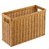 Woven Storage Baskets, Rectangular Wicker Basket with CutOut Handles, Tan Synthetic Rattan for