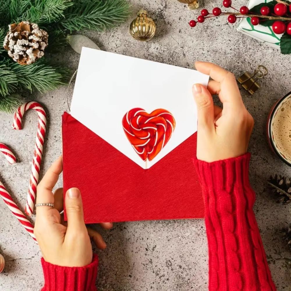 1-50Pcs Christmas Letter Ornament Decoration Santa Claus Embroidery Felt Envelope Candy Bag for Xmas Tree Hanging Pendant Decors