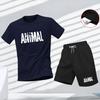 Nuevo conjunto deportivo de verano para hombre, camiseta de manga corta y pantalones cortos de dos piezas, ropa casual transpirable y de secado rápido.