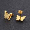 Elegant Stainless Steel Butterfly Pendant Necklace & Earring Set - Minimalist Clavicle Chain Jewelry