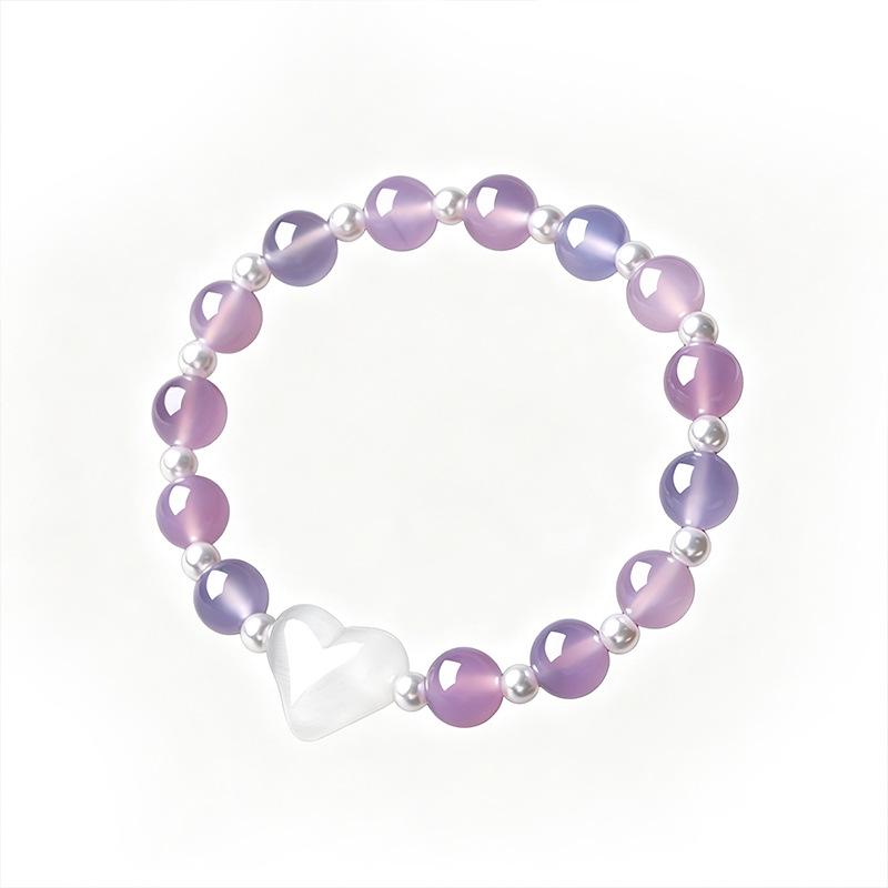 Purple Agate Heart-Stealing Bracelet: Enchanting Peach Shell Beads for Women, Luxurious High-End Charm