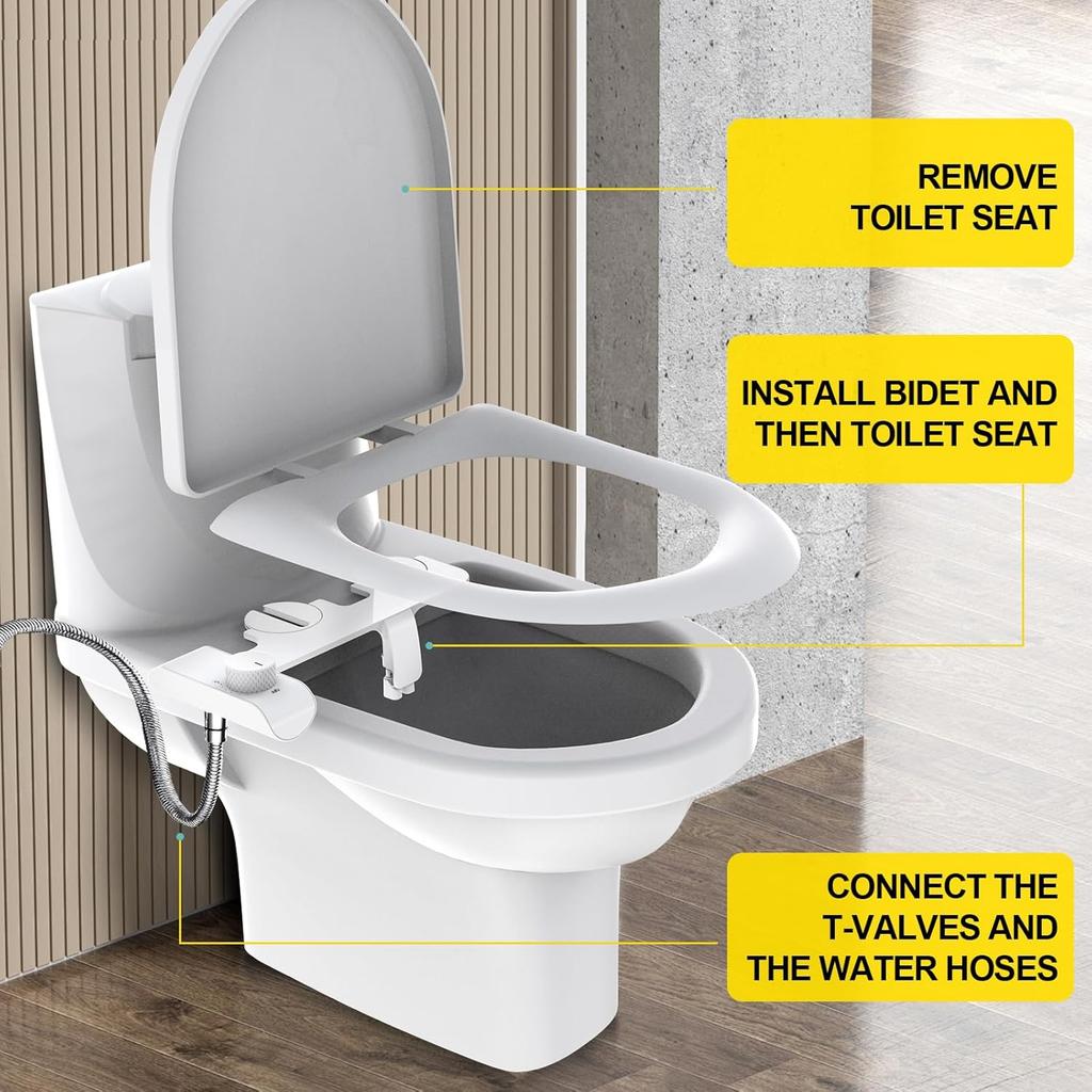 Ultra Slim Bidet Attachment for Toilet Self Cleaning Dual Nozzle Non Electric Bidet Attachment for Feminine Wash