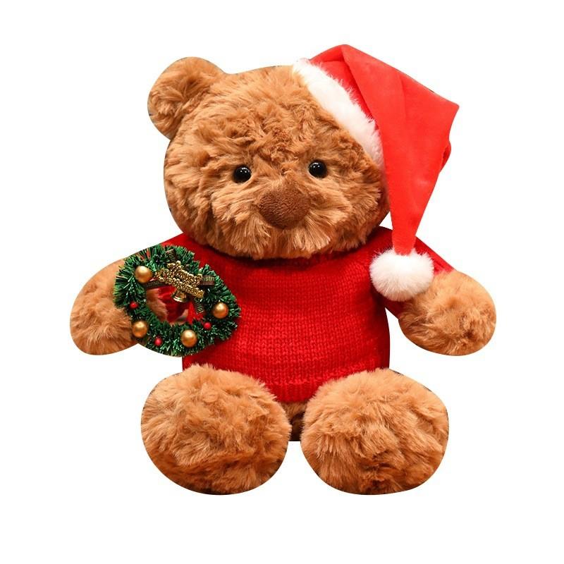 Christmas Teddy Bear Plush Toy With Dress For Holiday Decor Gift For Kids And Adults
