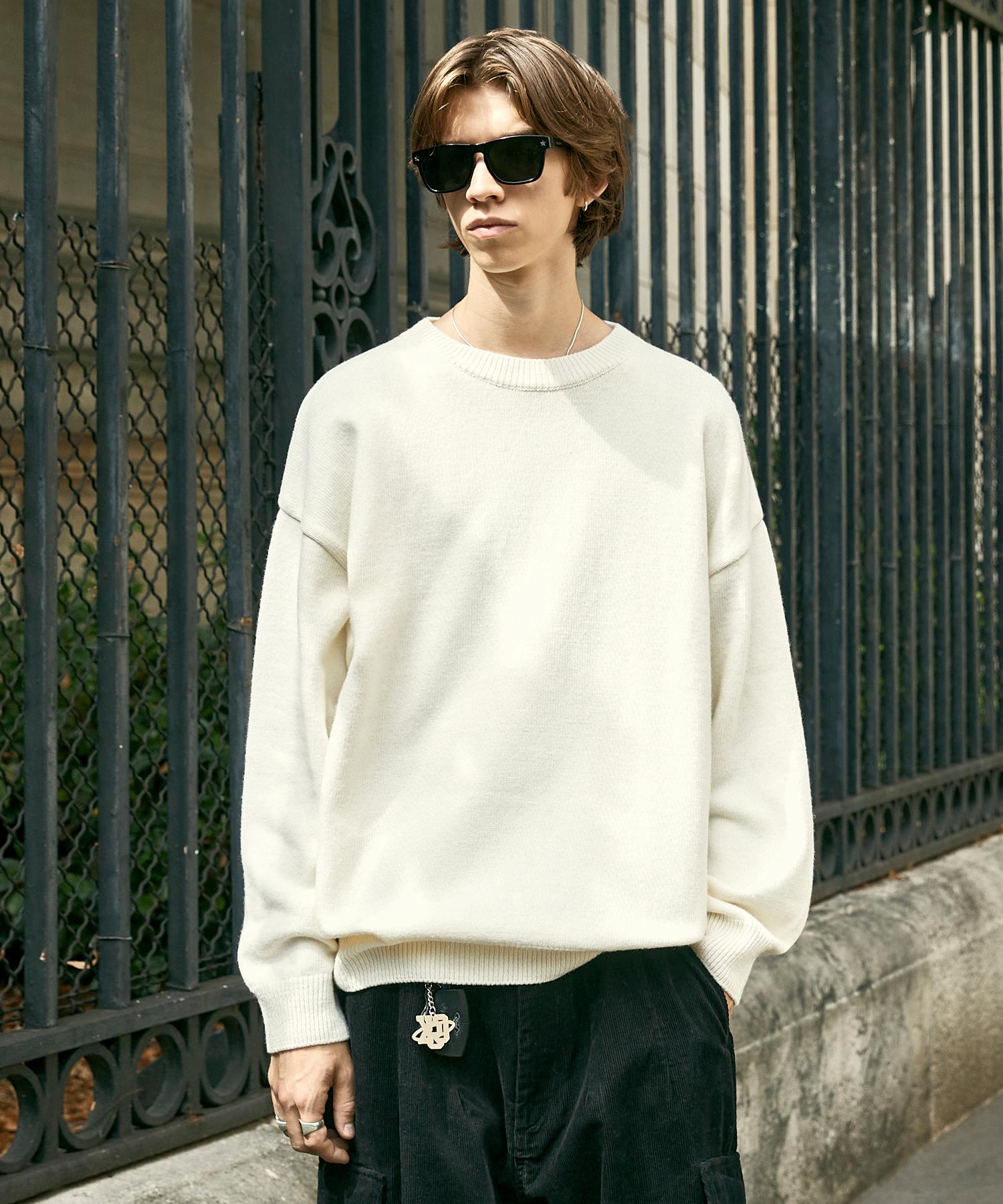 Minimal Project Wool Embroidered Round Knit Mnt103 [Ivory] Ivory/S