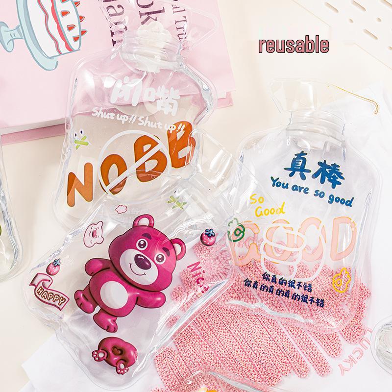 Compact Transparent Hot Water Bottle - Cute Hand Warmer for Women, Explosion-Proof Design