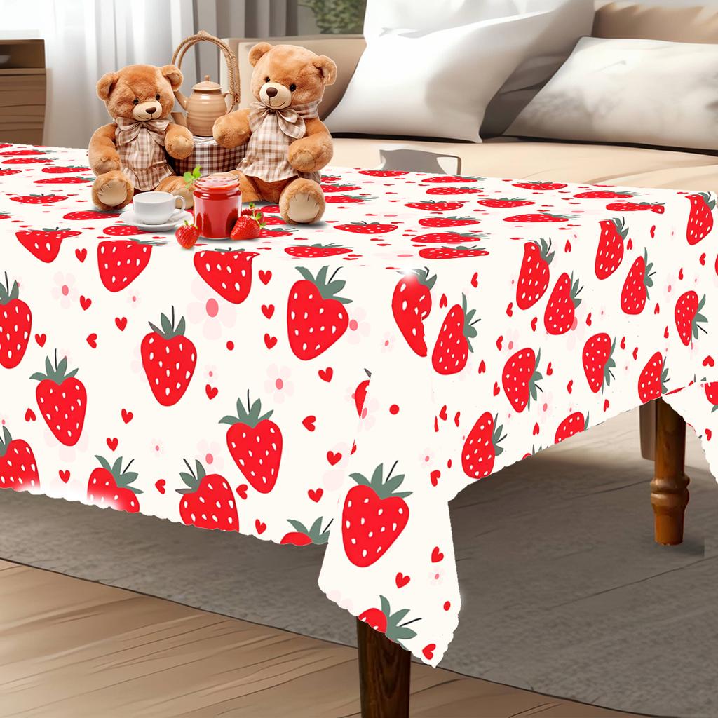Independence Day Flower Wreath Waterproof Rectangular Tablecloth Red Blue Flower Star USA Flag Tables Cover for Dinner Kitchen