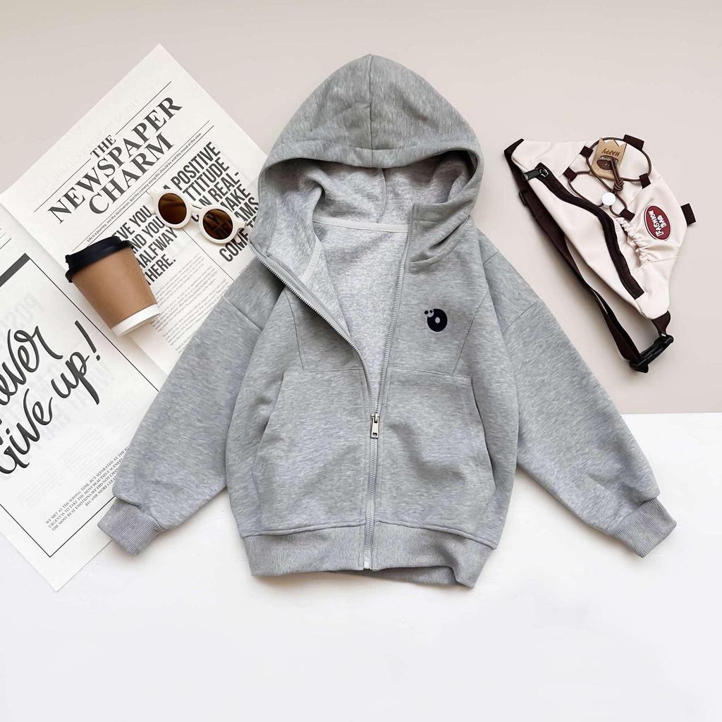 Autumn Children's Hooded Zip-Up Cardigan - Boys' & Girls' Casual Knitted Jacket, Versatile Hua Cotton Wear