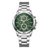 Fashion Casual Business Alloy Steel Belt Silver Scale Decorative Three-Eye Calendar Men'S Quartz Watch