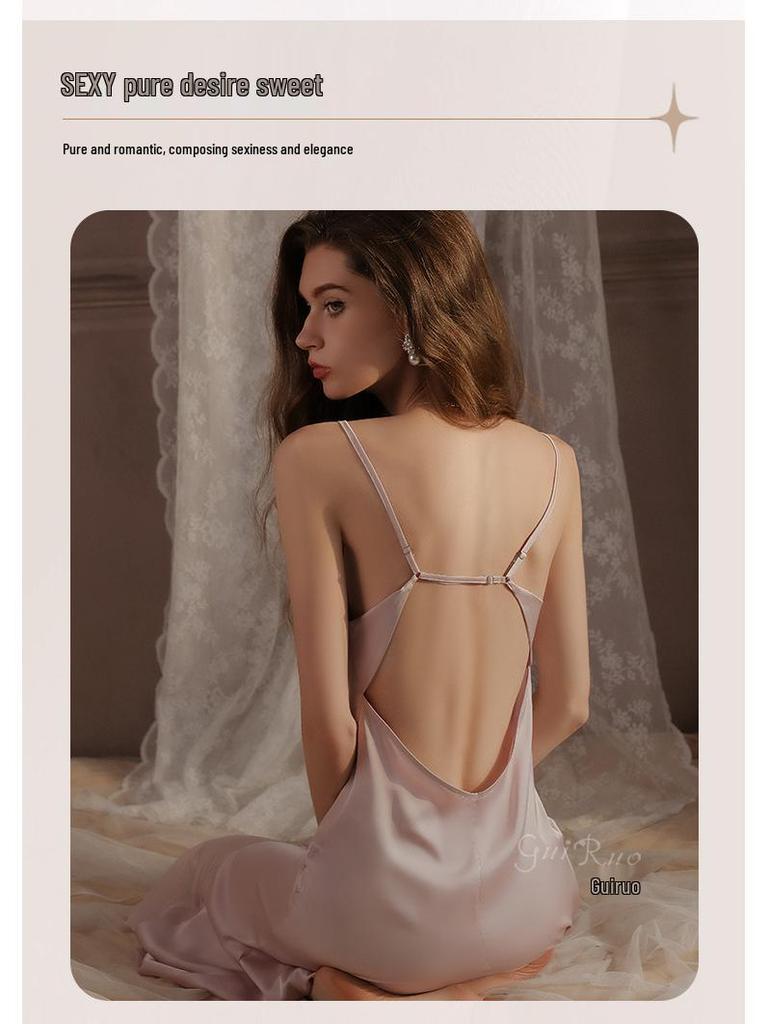 Rose Sweet Lingerie Set: Padded Camisole Dress with Tie-Front Robe