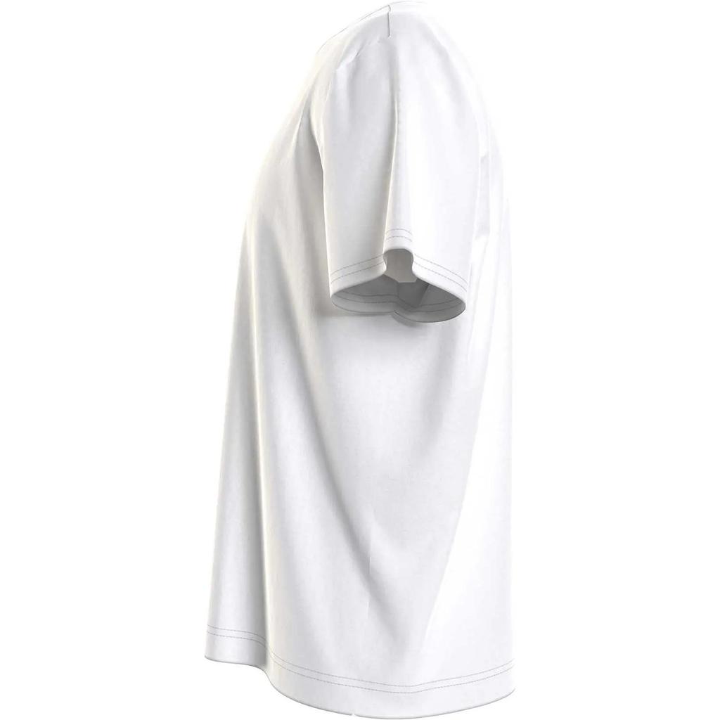 Calvin Klein Loose Fit Letter Print Crew Neck T-Shirt Men Tops White KM0KM00843-YCD