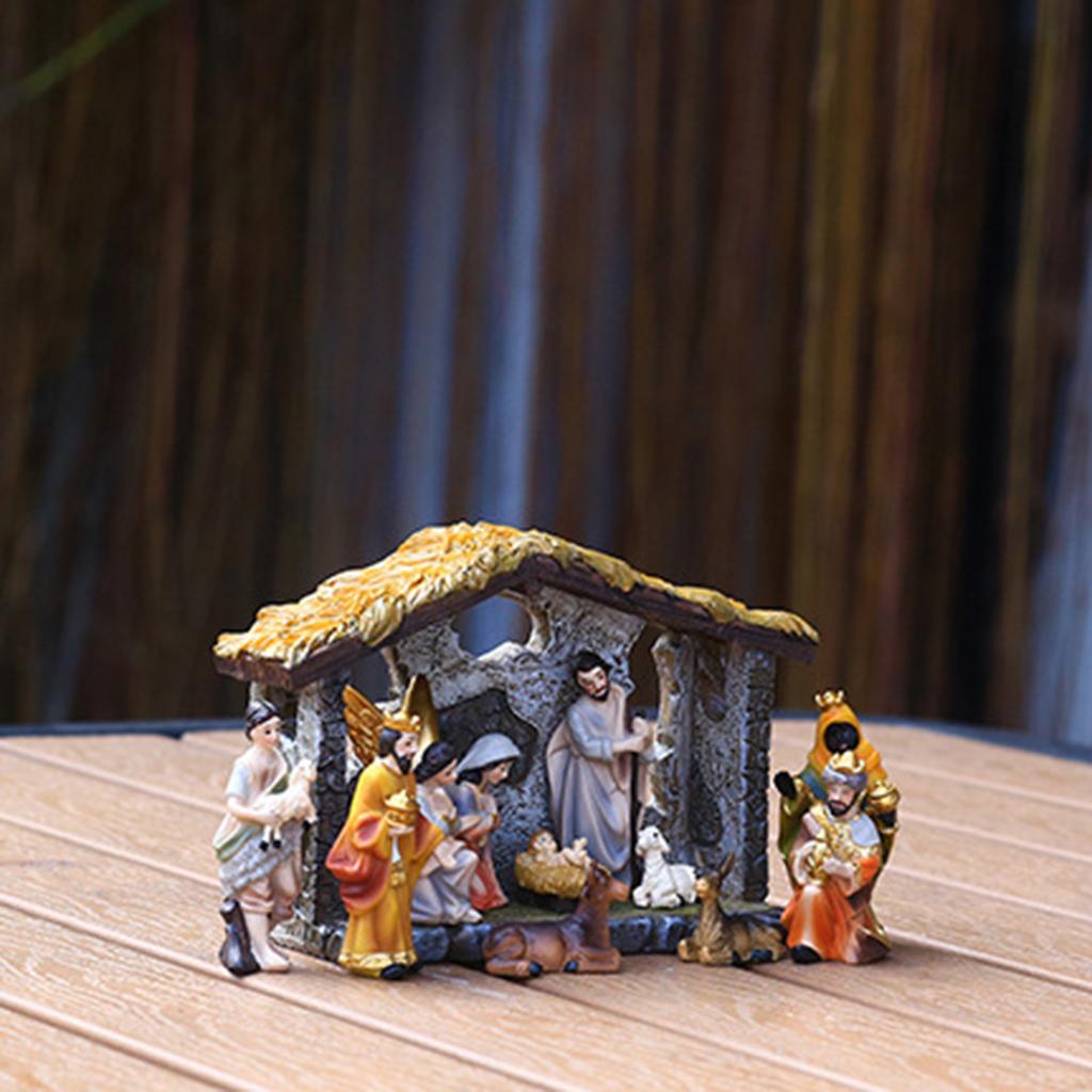 Nativity Scene Religious Tabletop Nativity Scene Figurines Set for Holidays Home Decor