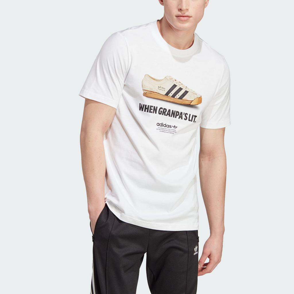 adidas Originals New Age Tee With Letter Shoe Print Round Neck Sports Short Sleeve Men Tops White IC8871