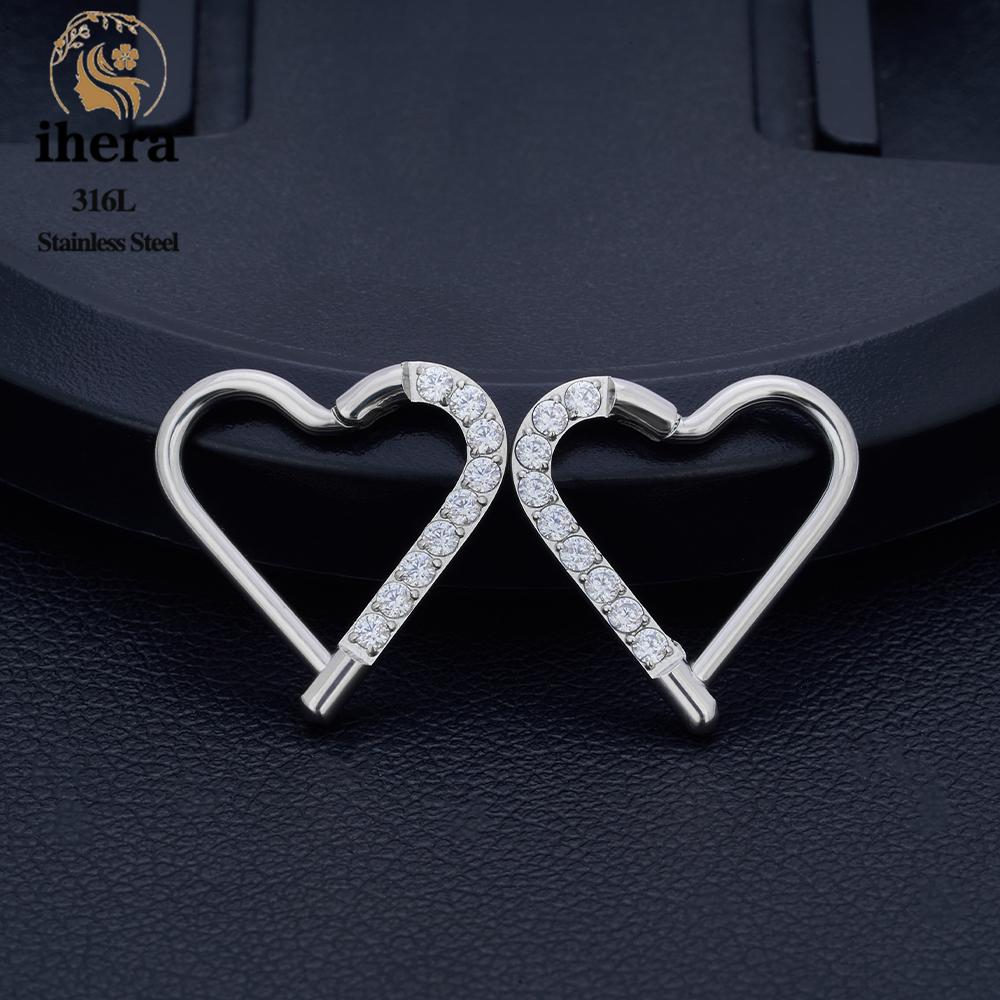 1/10 Stück Edelstahl Rund Nasenring CZ Scharnier Septum Clicker Herz Ohrring Creole Ohr Tragus Knorpel Daith Piercing Schmuck