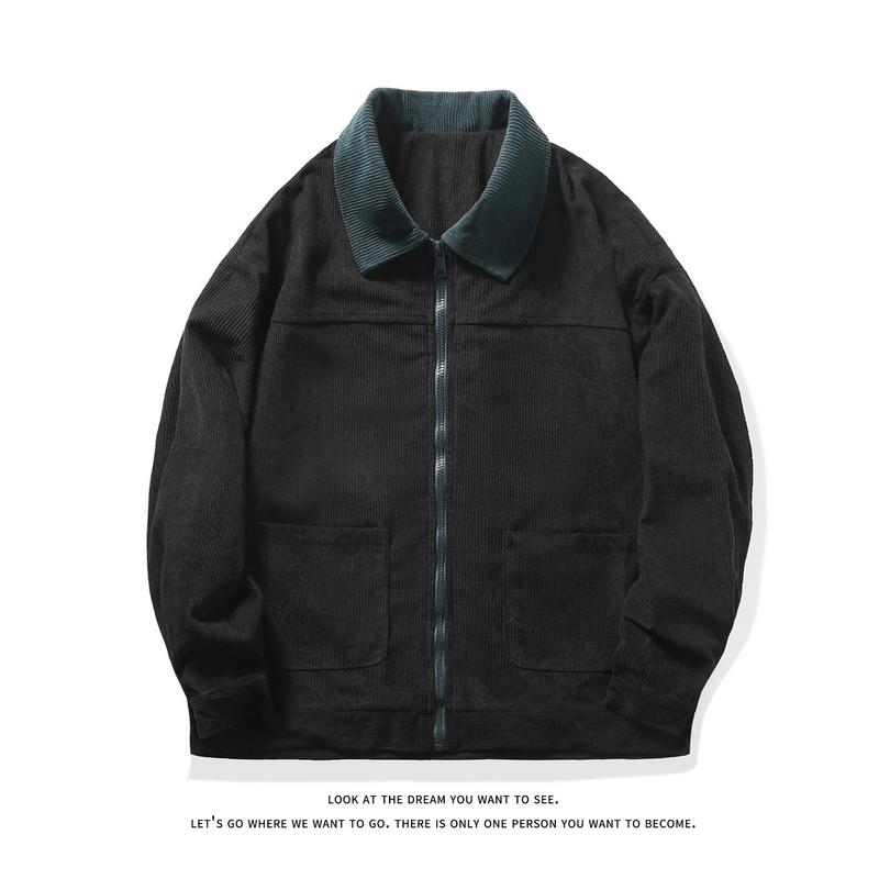 Streetwear Work Jackets Mens Fashion Style With Big Pockets Corduroy Bomber Jackets Full Zip Fall Jacket Outwear 3 Colors M-5XL