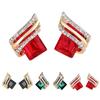 1 Pair Ear Studs Rhinestone Geometric Electroplating Luxury High Gloss Ear Decoration Jewelry Faux Crystal Engagement Earrings Anniversary Gifts