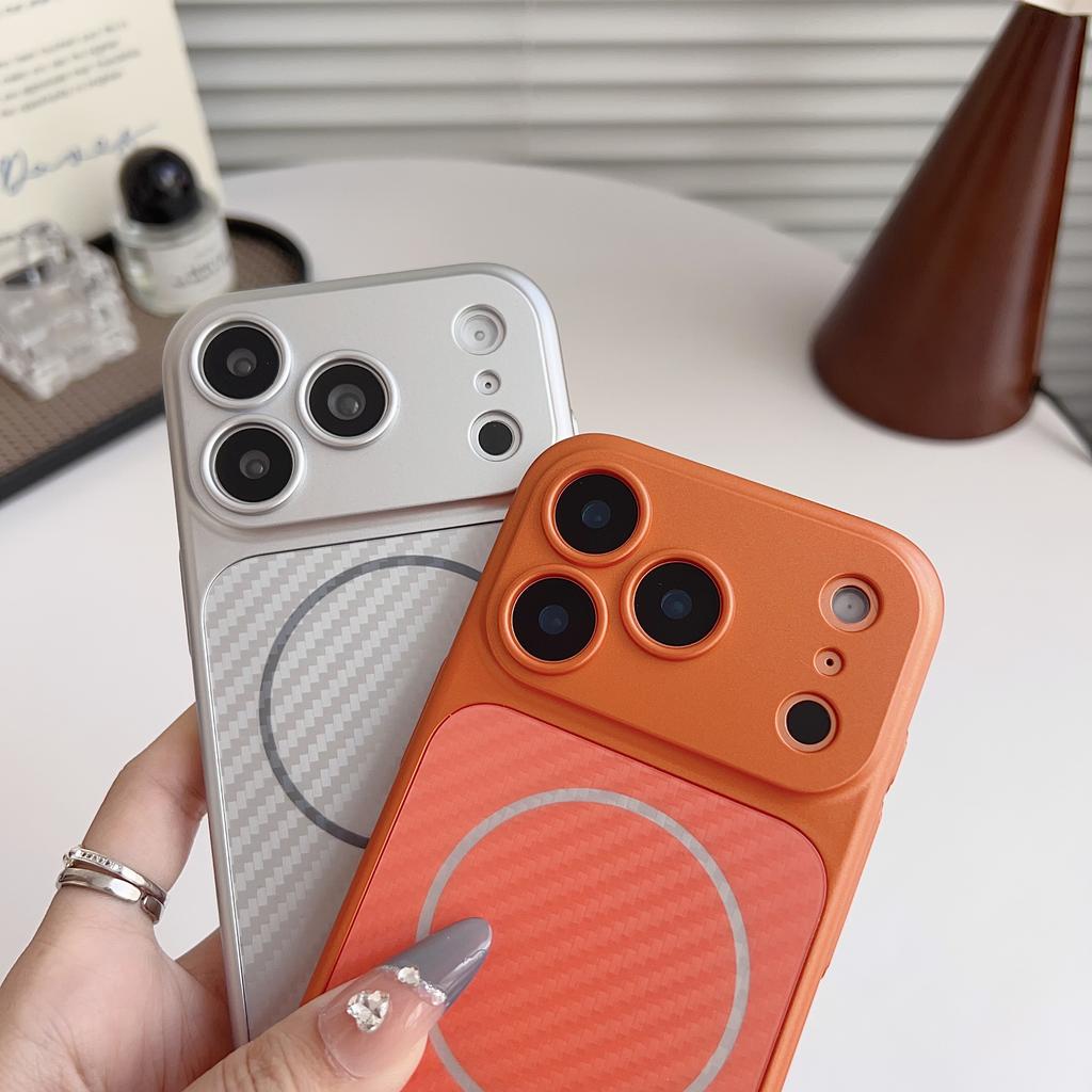 Carbon Fiber Case For iPhone 17 16 15 14 13 Pro Max Phone MagSafe Magnetic Camera Lens Protective Shell Hard PC Cover Become i17