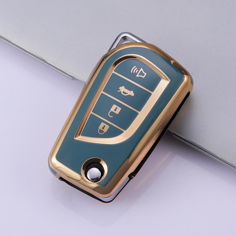Full-Coverage Protective Case for Two-Button Toyota Keys, Fits Corolla, Highlander, Reiz, RAV4