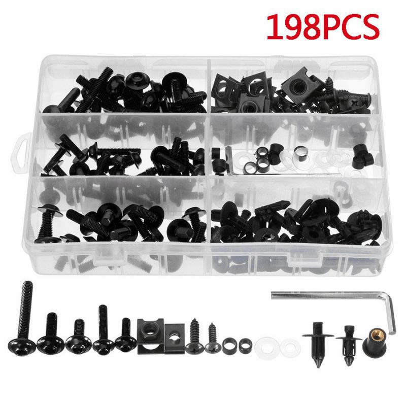 198Pcs Motorcycle Fairing Spring Screws Nut Kit For Honda/Yamaha/Kawasaki/Suzuki