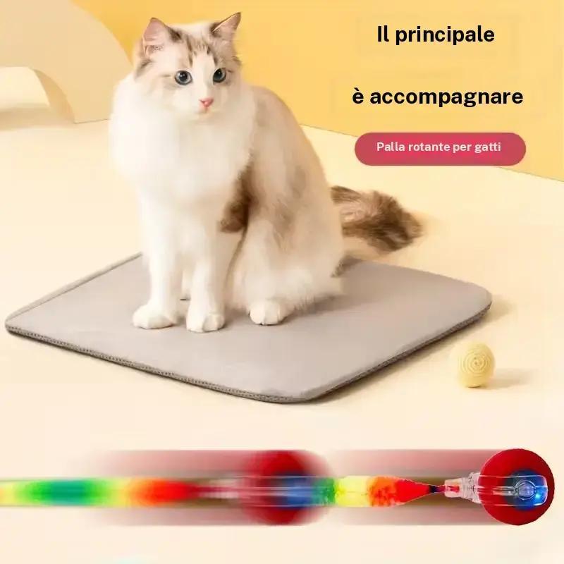 Smart Electric Cat Rolling Ball Toy with Colorful Plush Tail, Automatic Obstacle Avoidance Interactive Pet Toy for Cats and Dogs