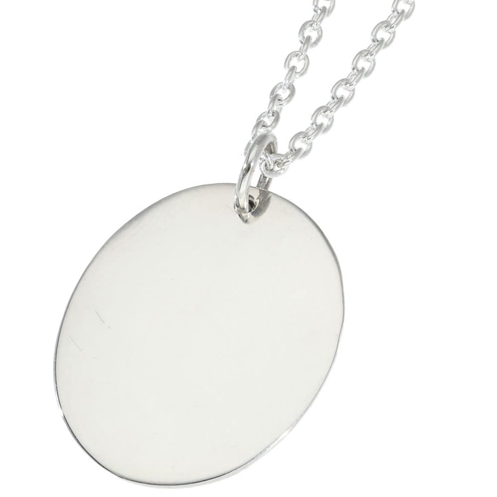 Gin No Oval Mirror Silver 925 Necklace Pendant for Rare [Shinjuku Kura] Men, Mirrored, Plain, Coin, Medal, Large, Simple,