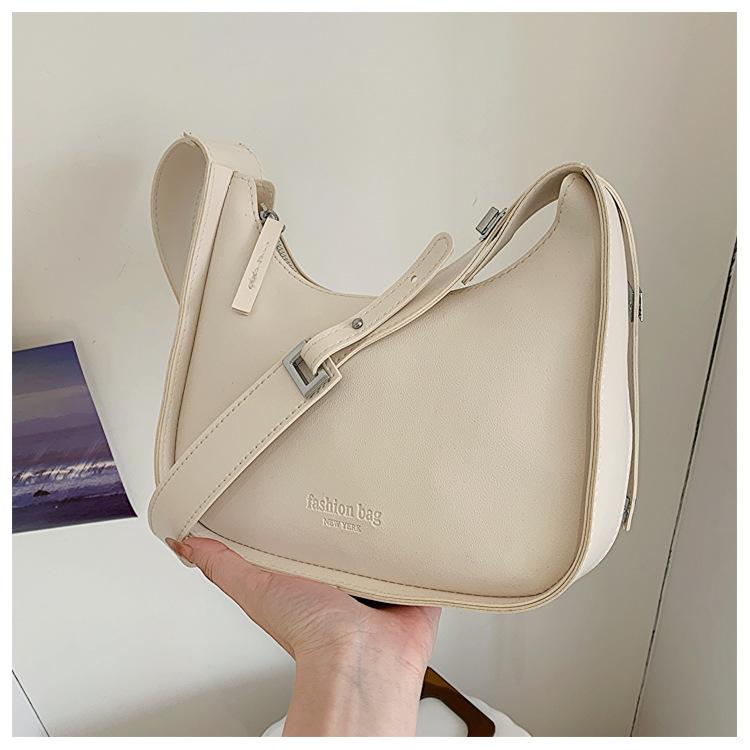 Spring texture bag women's 2025 new fashion simple casual large capacity shoulder bag solid color messenger bag