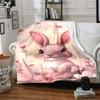 1pc rabbit flowers blanket Lightweight Flannel Throw for Sofa Bed Travel Camping Livingroom Office Couch Chair