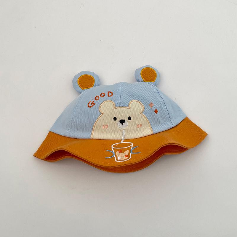 Cute Bear Baby Fisherman Cap Breathable Soft Cotton Infant Boy Girl Bucket Hat Casual Travel Sun Protection Toddler Sun Hats