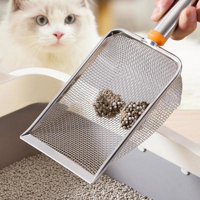 1Pcs Stainless Steel Cat Litter Scoop with Hanging Hole Mesh Bentonite Kitten Litter Cleaner Pet Cleaning Tool