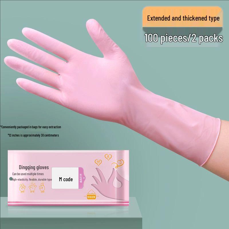 Disposable Extended Nitrile Gloves for Durable Oil-Proof Dishwashing, Cleaning, and Housework.