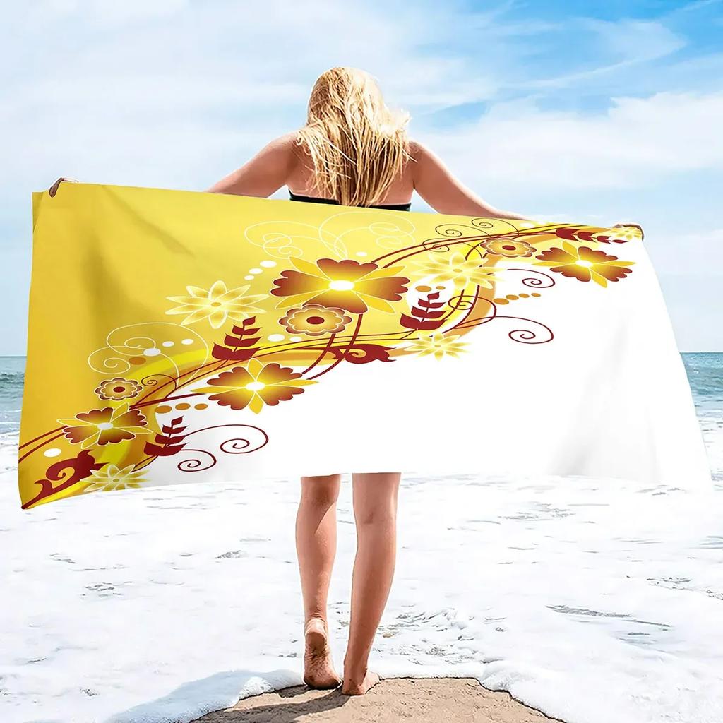 Microfiber Flowers Daisy Rose Beach Towel Blanket,Sand Proof Swimming Floral Flowers Bath Pool Towel for Travel Camping Sport