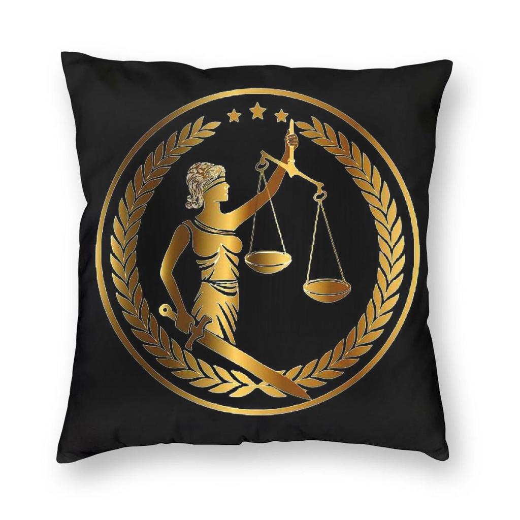Lady Justice Square Pillowcase Polyester Linen Velvet Creative Zip Decor Pillow Case Home Cushion Cover