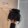 Lace Bow Bucket Crossbody Bags for Women Fashion Sweet Pearl Beading Pouch Ladies Shoulder Handbags All-match Fairy Simple